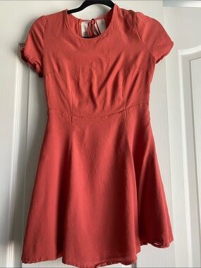 Forever 21 Coral Short Sleeve Fit-and-Flare Dress